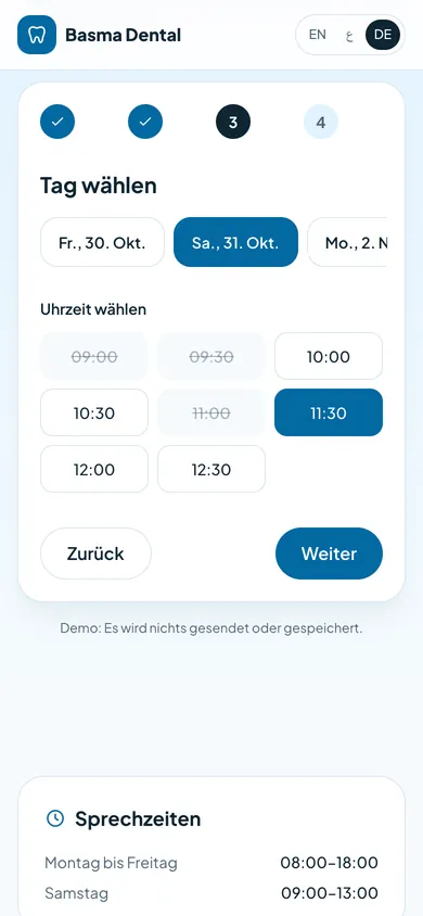 Tag und Uhrzeit wählen