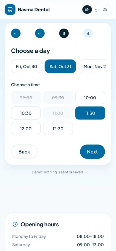 Choosing day and time