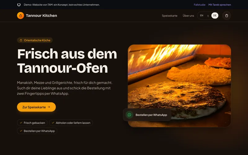 Tannour Kitchen: Die Startseite am Laptop