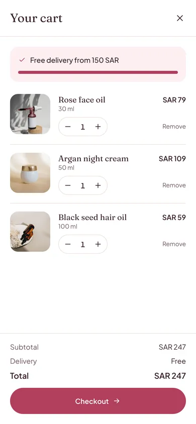 The cart with free delivery