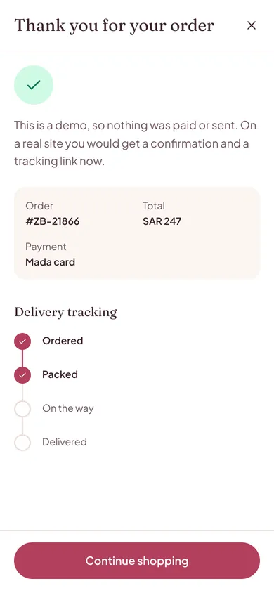 Ordered, with delivery tracking